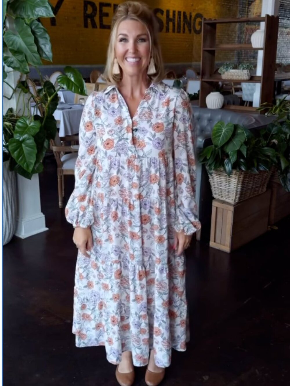 Dokotoo Floral Boho Midi Dress Large Cottagecore Tiered NWT